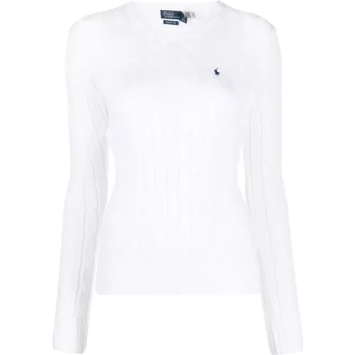 Weiße Sweaters mit Besticktem Pony , Damen, Größe: XL - Polo Ralph Lauren - Modalova