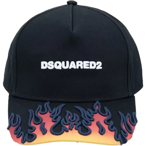 Caps, unisex, , Size: ONE SIZE Flame Detail Cotton Baseball Cap - Dsquared2 - Modalova