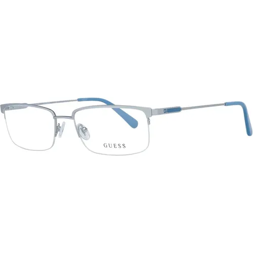 Glasses, male, , Size: ONE SIZE Silver Rectangle Optical Frames - Guess - Modalova