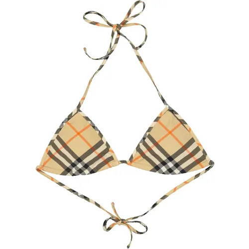 Bikinis, female, , Size: S Check Print Triangle Bikini Top - Burberry - Modalova