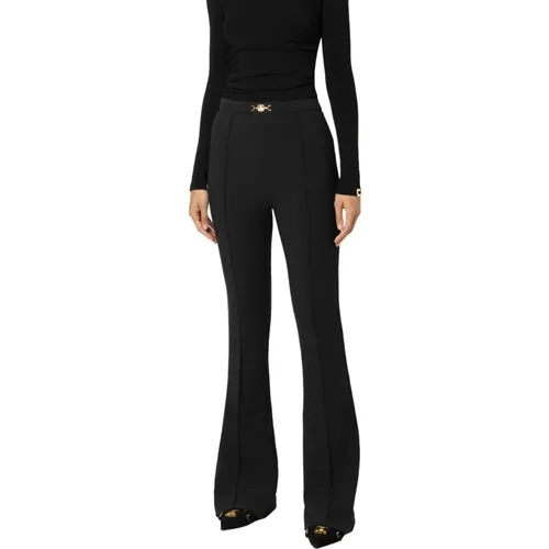 Schwarze Palazzo Hose Stretch Crepe , Damen, Größe: 2XL - Elisabetta Franchi - Modalova