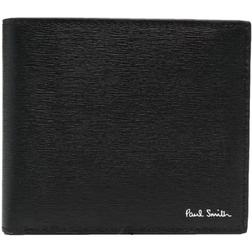 Wallets & Cardholders, male, , Size: ONE SIZE Straw-Grain Leather Billfold Coin Wallet - Paul Smith - Modalova