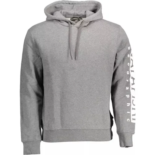 Hoodies, male, , Size: 2XL Grey Hooded Sweatshirt Cotton Blend Stylish - Napapijri - Modalova