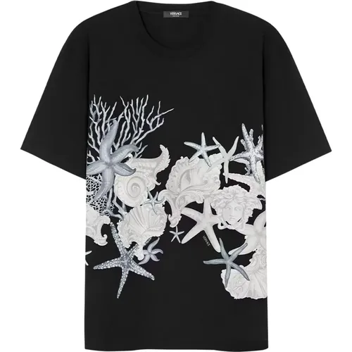 Baroque Sea Print T-shirts and Polos , male, Sizes: L, M - Versace - Modalova