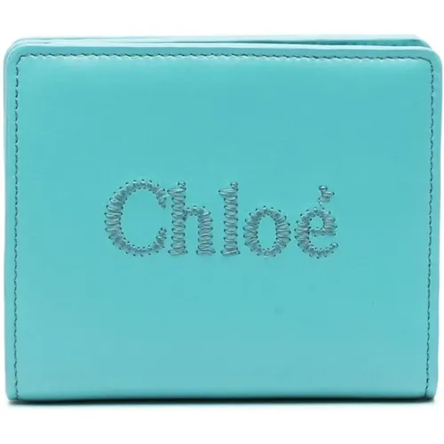 Embroidered Bi-Fold Wallet , female, Sizes: ONE SIZE - Chloé - Modalova