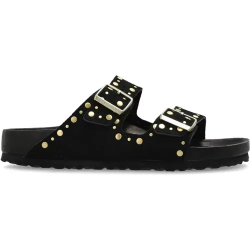 Sliders, female, , Size: 8 US Suede Studded Slip-On Shoes - Birkenstock - Modalova