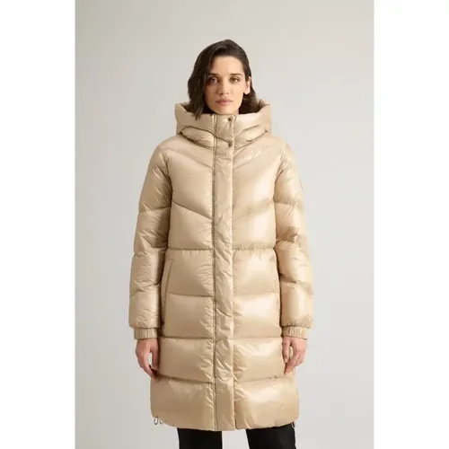 Langer Puffermantel Helltaupe - Woolrich - Modalova