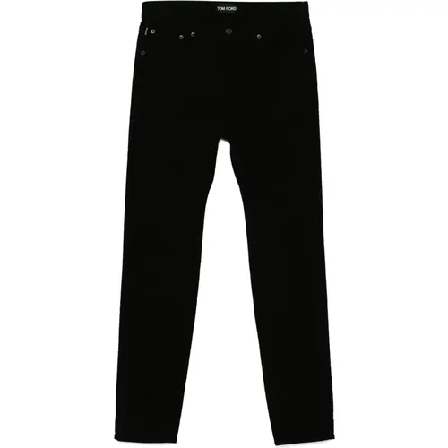 Baumwolljeans mit Lederlogo - Tom Ford - Modalova