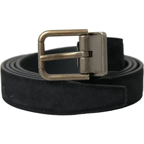 Belts, male, , Size: 95 CM Suede Leather Gold Metal Buckle Belt - Dolce & Gabbana - Modalova