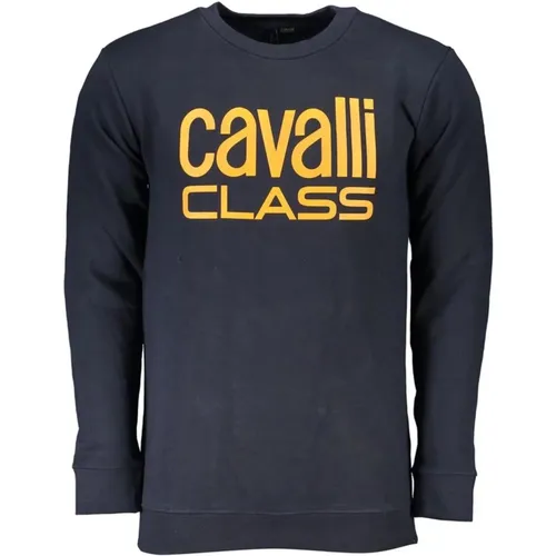 Sweatshirts, male, , Size: L Navy Logo Sweatshirt Men's Cotton - Cavalli Class - Modalova