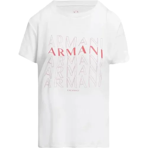 Basic T-Shirt Lässiger Stil , Damen, Größe: XL - Armani Exchange - Modalova