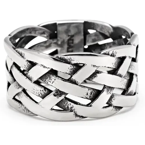 Men's Stainless Steel Woven Chain Ring , male, Sizes: 64 MM, 58 MM, 60 MM, 56 MM, 62 MM - Nialaya - Modalova