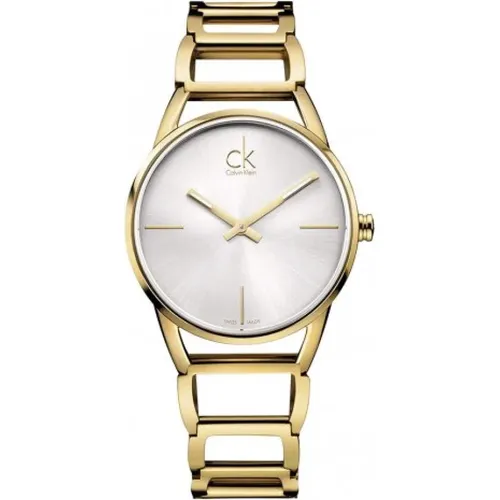 Stately Quartz Watch with White Dial and Gold Steel Strap , female, Sizes: ONE SIZE - Calvin Klein - Modalova