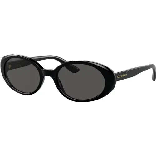 Schwarze/Dunkelgraue Sonnenbrille , Damen, Größe: 52 MM - Dolce & Gabbana - Modalova