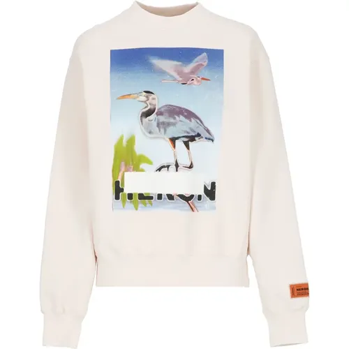 Sweatshirts, female, , Size: L Cotton Sweatshirt with Contrasting Print - Heron Preston - Modalova