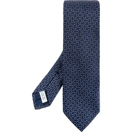 Ties, male, , Size: ONE SIZE Silk tie with monogram - Salvatore Ferragamo - Modalova