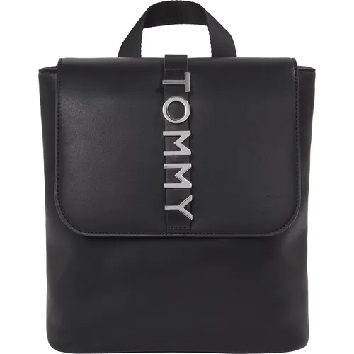 Schwarzer Eleganter Rucksack mit Metalllogo - Tommy Jeans - Modalova