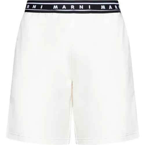 Casual Shorts, male, , Size: XL Logo-Print Elasticated Waistband Shorts - Marni - Modalova