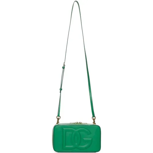 Grüne Leder-Schultertasche mit Logo - Dolce & Gabbana - Modalova