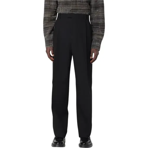 Suit Trousers, male, , Size: L High-Waisted Wool Pleated Trousers - Bottega Veneta - Modalova