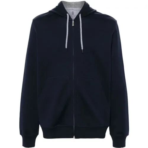 Hooded Sweater Jersey Cotton Cashmere Silk , male, Sizes: XL, M, L, S - BRUNELLO CUCINELLI - Modalova