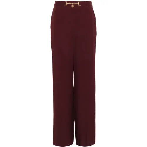 Wide Trousers, female, , Size: XL Red Trousers for Women Aw24 - Elisabetta Franchi - Modalova