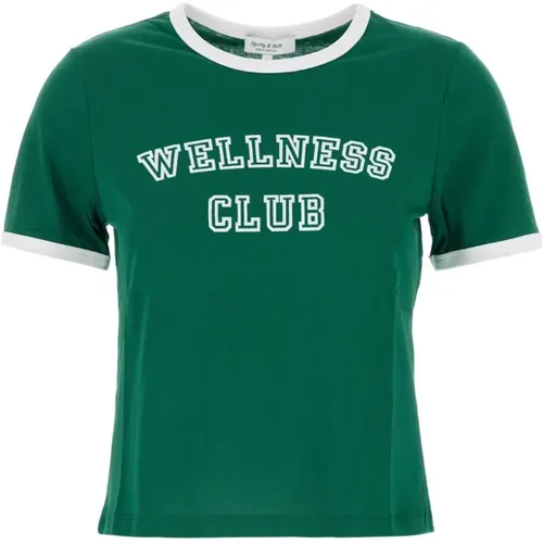 Stilvolles Grünes Baumwoll-T-Shirt - Sporty & Rich - Modalova