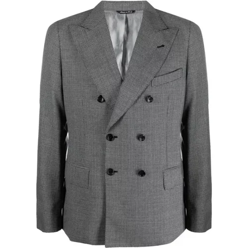 Blazers, male, , Size: M Checked Double-Breasted Blazer - Reveres 1949 - Modalova