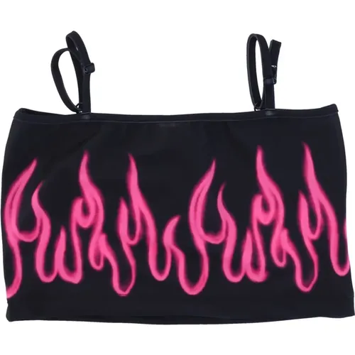 Flammen Damen Top Schwarz/Fuchsia - VISION OF SUPER - Modalova