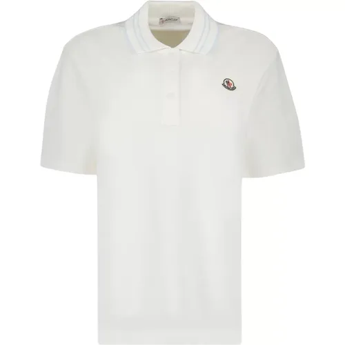 Polo Shirts, female, , Size: M Striped Collar Classic Logo Polo Shirt - Moncler - Modalova