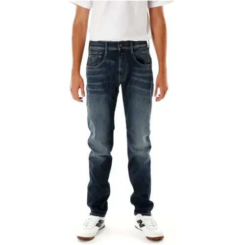 Slim Fit Mid Waist Jeans , Herren, Größe: W30 L32 - Replay - Modalova