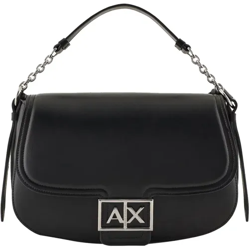 Schwarze Schultertasche mit Metall-Logo - Armani Exchange - Modalova