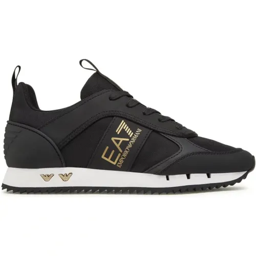 Schwarzer/Gold/Weißer Sneaker - Unisex Laufschuh , Herren, Größe: 42 2/3 EU - Emporio Armani EA7 - Modalova