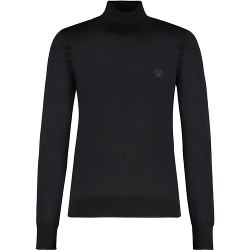 Turtlenecks, male, , Size: XL Wool blend turtleneck sweater - Versace - Modalova
