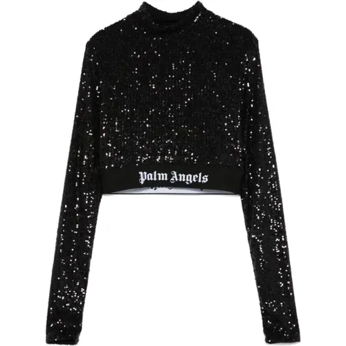 Sequin Long Sleeve Top , female, Sizes: S, L, M - Palm Angels - Modalova