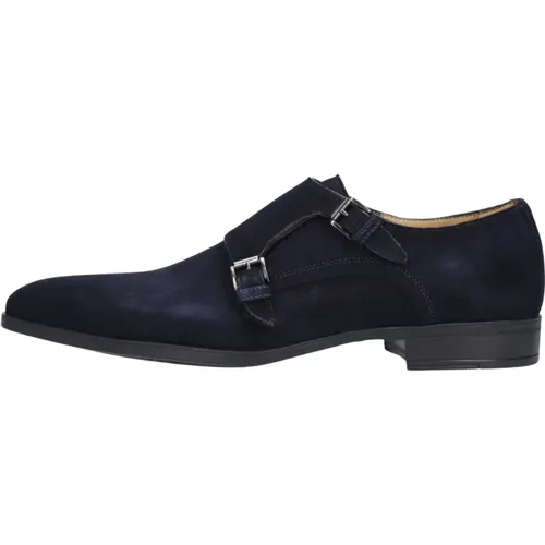 Klassische Blaue Wildleder Doppelschnalle Schuhe , Herren, Größe: 42 EU - Giorgio - Modalova