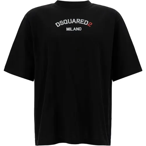 Logo Embroidered T-shirt , male, Sizes: S - Dsquared2 - Modalova