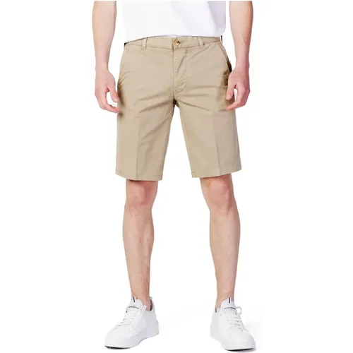 Baumwoll-Zip-Shorts , Herren, Größe: W33 - Blauer - Modalova