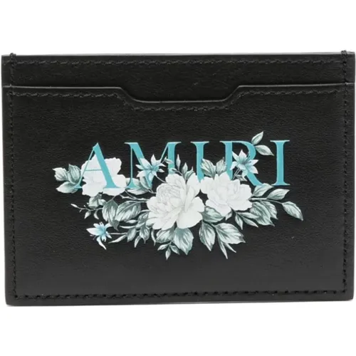 Wallets & Cardholders, male, , Size: ONE SIZE Leather Wallet with Logo Print - Amiri - Modalova