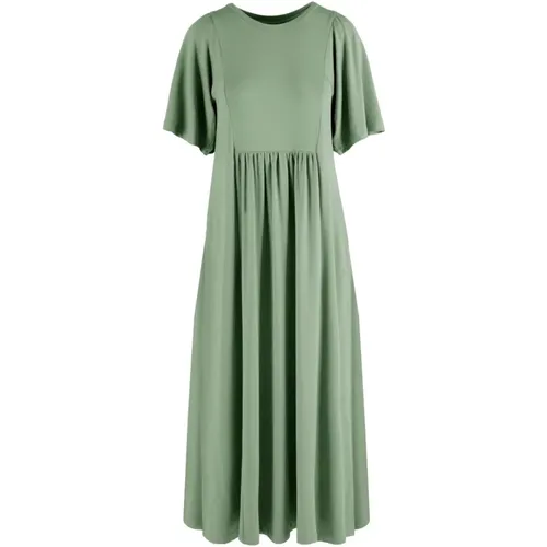 Soft Long Dress with Drapes and Gathers , female, Sizes: M, XS - BomBoogie - Modalova