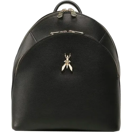 Stylish Front Zip Backpack with Gold Metal Logo , female, Sizes: ONE SIZE - PATRIZIA PEPE - Modalova