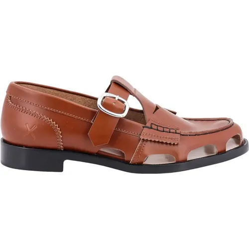 Leather Loafers with Adjustable Strap , male, Sizes: 6 UK - College - Modalova