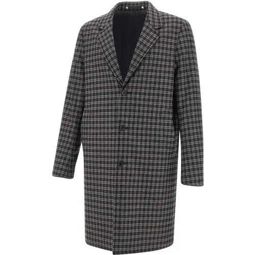 Single-Breasted Coats, male, , Size: M Quilted Check Coat Red Grey - Paul Smith - Modalova