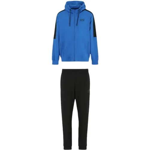 Blau-schwarzes Hoodie-Jogger-Set - Emporio Armani EA7 - Modalova