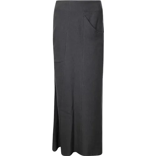 Wool Asymmetrical Long Skirt with Pocket , female, Sizes: M - Yohji Yamamoto - Modalova