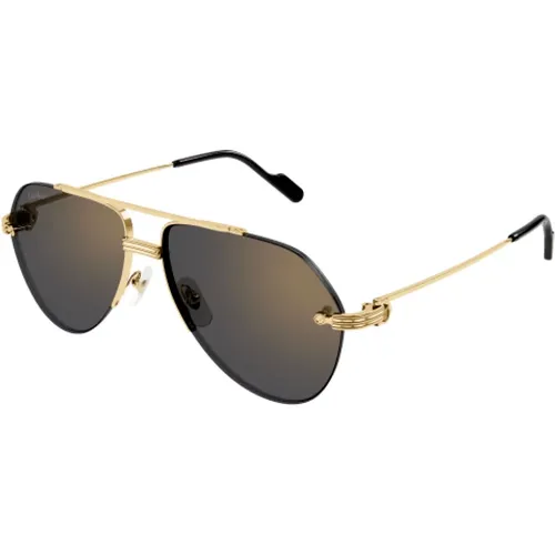 Gold Aviator Sunglasses , unisex, Sizes: L/XL - Cartier - Modalova