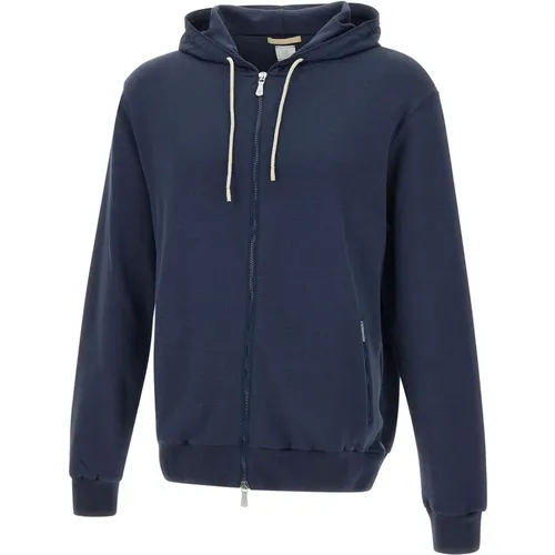 Zip-throughs, male, , Size: 3XL Cotton Hooded Sweatshirt - Eleventy - Modalova