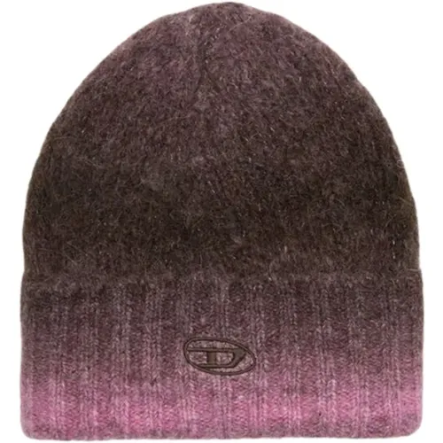 Beanies, unisex, , Size: ONE SIZE Violet/Chocolate Beanie Hat - Diesel - Modalova