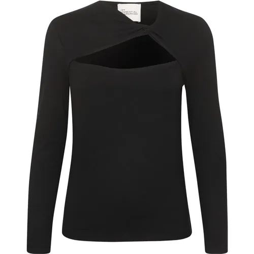 Schwarze Knotenbluse mit Smartem Ausschnitt , Damen, Größe: 2XL - My Essential Wardrobe - Modalova