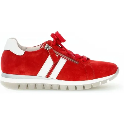 Rote Wildleder Sneakers mit Reißverschluss , Damen, Größe: 37 1/2 EU - Gabor - Modalova